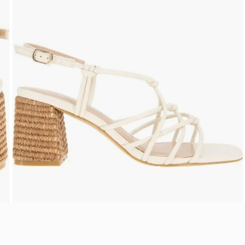 BCBGeneration White and Cream Raffia Sandals 8M Woman. - Picture 2 of 3